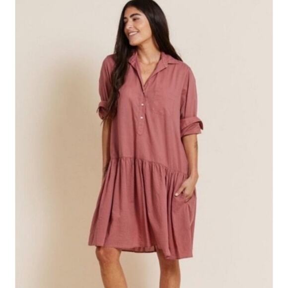 Grayson The Changemaker Tiered Long Sleeve Cotton Shirt Dress 4 / Large - Picture 1 of 6